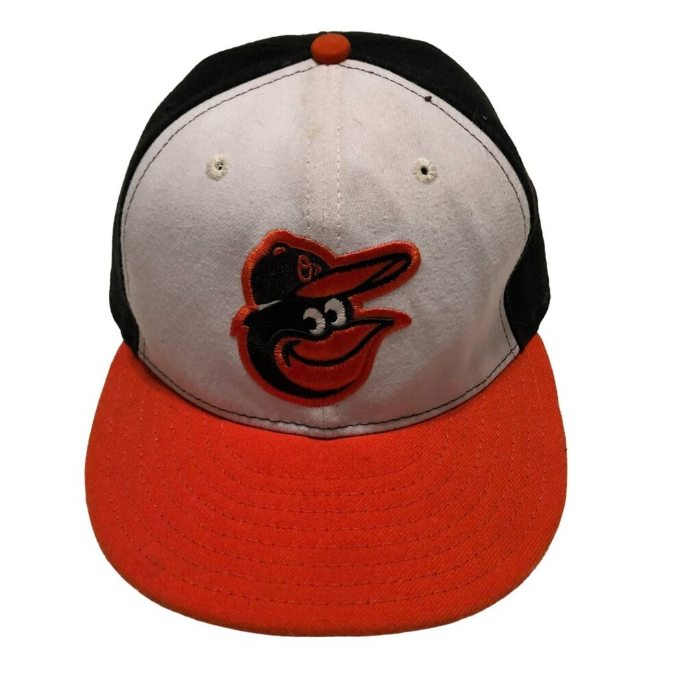 Baltimore Orioles Hat Cap Sz 7 On Field Cap New Era MLB Player White Orange Blck